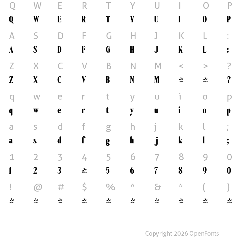 Character Map of FONTSPRING DEMO - Ten Twenty Black Regular