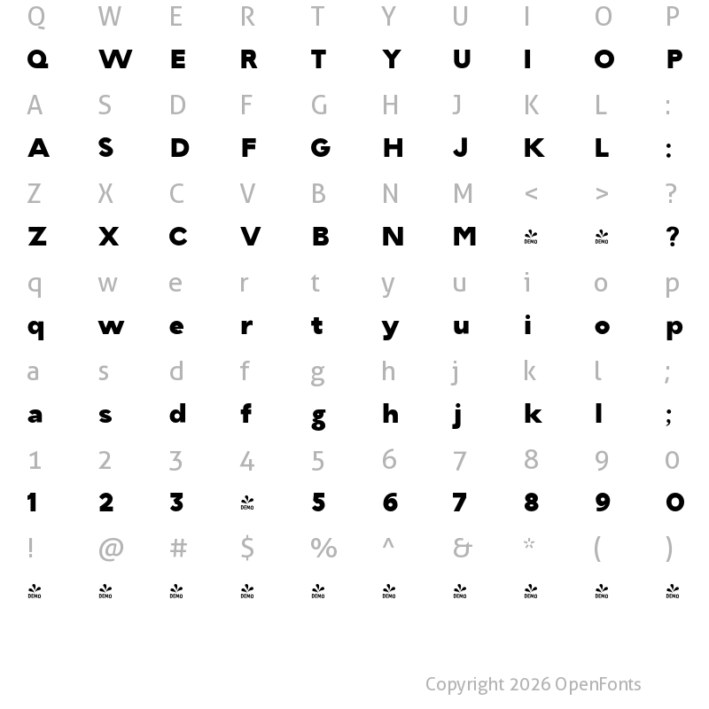 Character Map of FONTSPRING DEMO - TG Aqsa Pro Ultra Black Bold