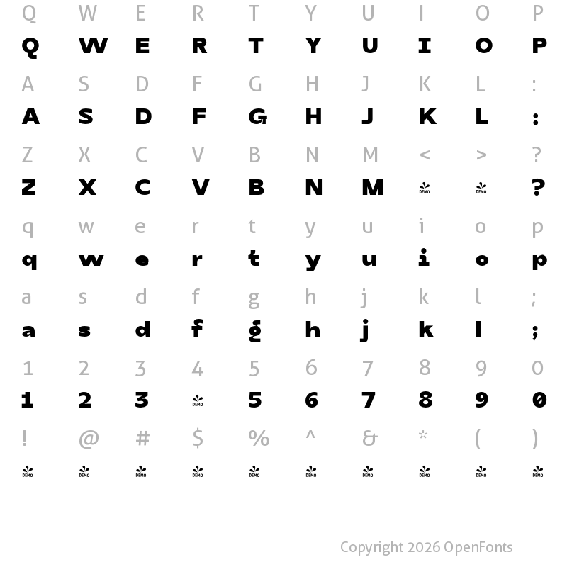 Character Map of FONTSPRING DEMO - TG Praktikal Black Regular