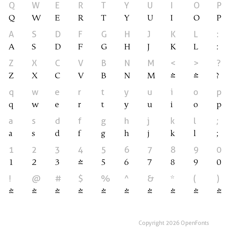 Character Map of FONTSPRING DEMO - That Rg Regular