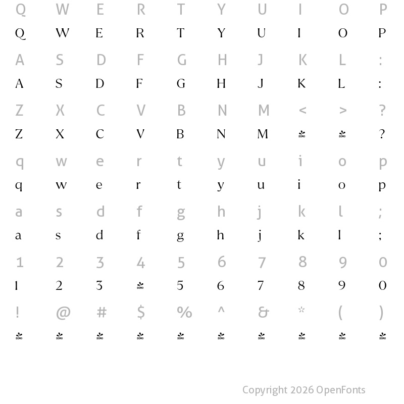 Character Map of FONTSPRING DEMO - The Gatok Display Light Regular