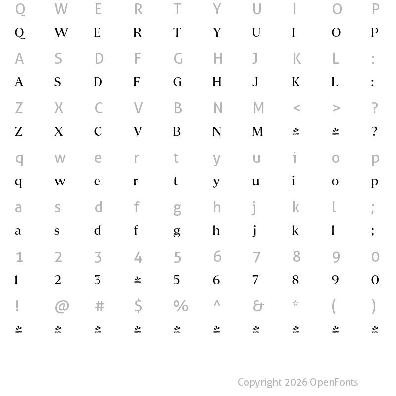 Character Map of FONTSPRING DEMO - The Gatok Display Regular
