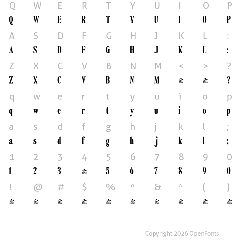 Character Map of FONTSPRING DEMO - The Qualified Black Cond Regular