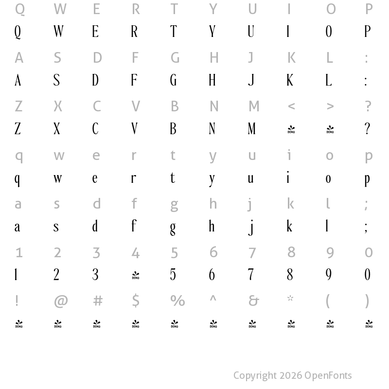 Character Map of FONTSPRING DEMO - The Qualified Light Regular