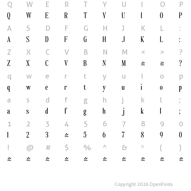 Character Map of FONTSPRING DEMO - The Qualified Regular
