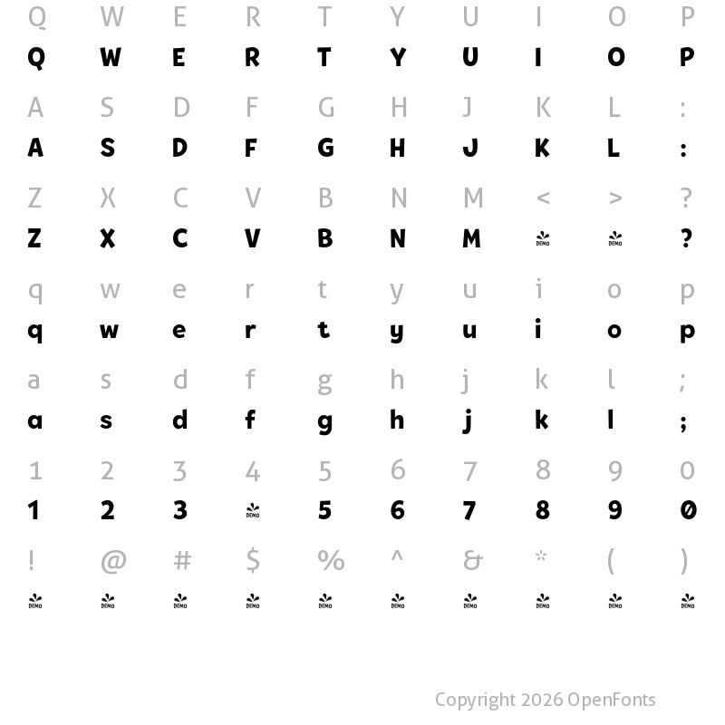 Character Map of FONTSPRING DEMO - Tobi Pro ExtraBold Regular