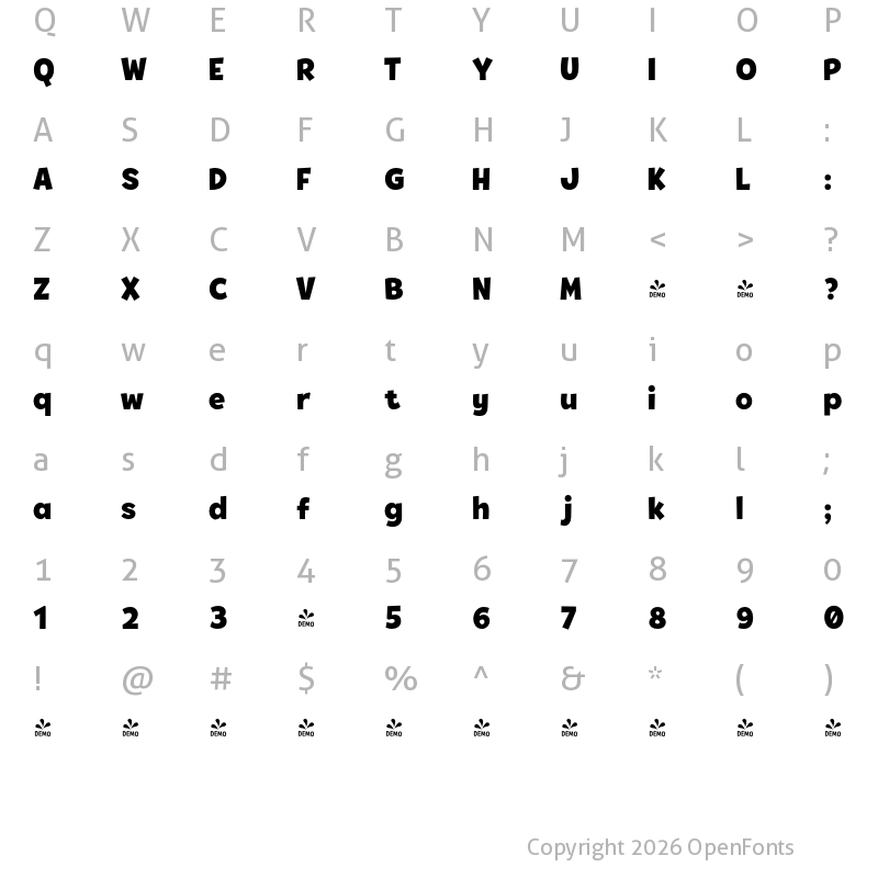 Character Map of FONTSPRING DEMO - Tobi Pro Heavy Regular