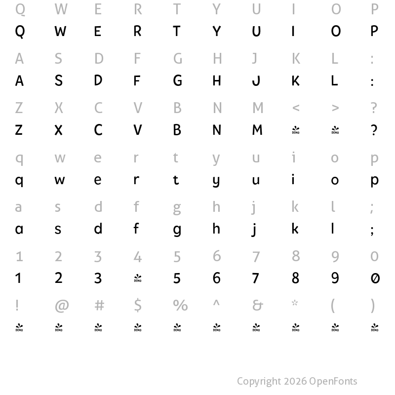 Character Map of FONTSPRING DEMO - Tobi Pro Medium Regular