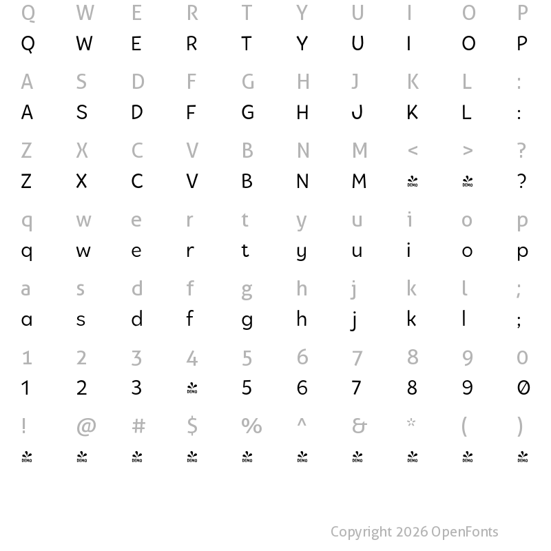 Character Map of FONTSPRING DEMO - Tobi Pro Regular