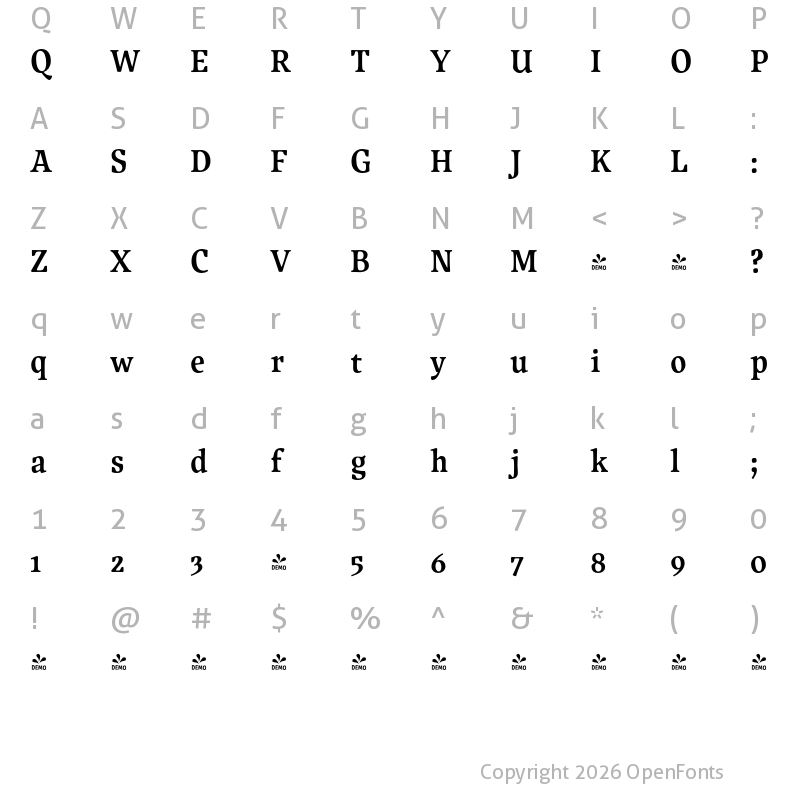 Character Map of FONTSPRING DEMO - Traction Semibold Regular