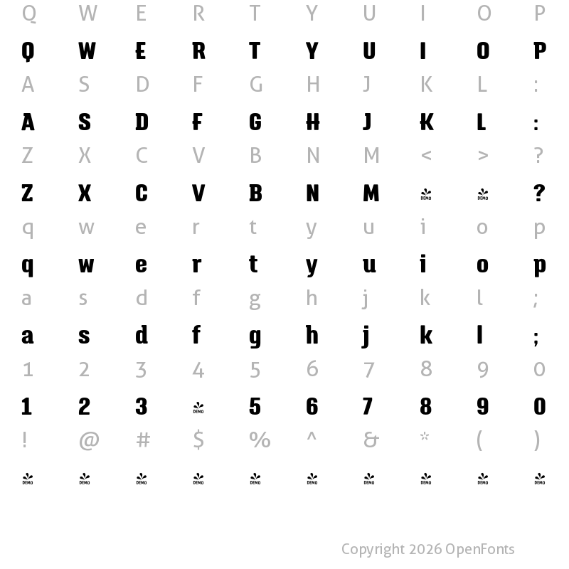 Character Map of FONTSPRING DEMO - Triump ExtraBold Regular