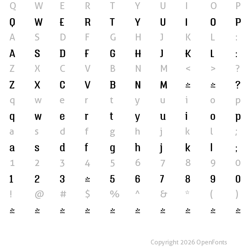 Character Map of FONTSPRING DEMO - Triump Regular