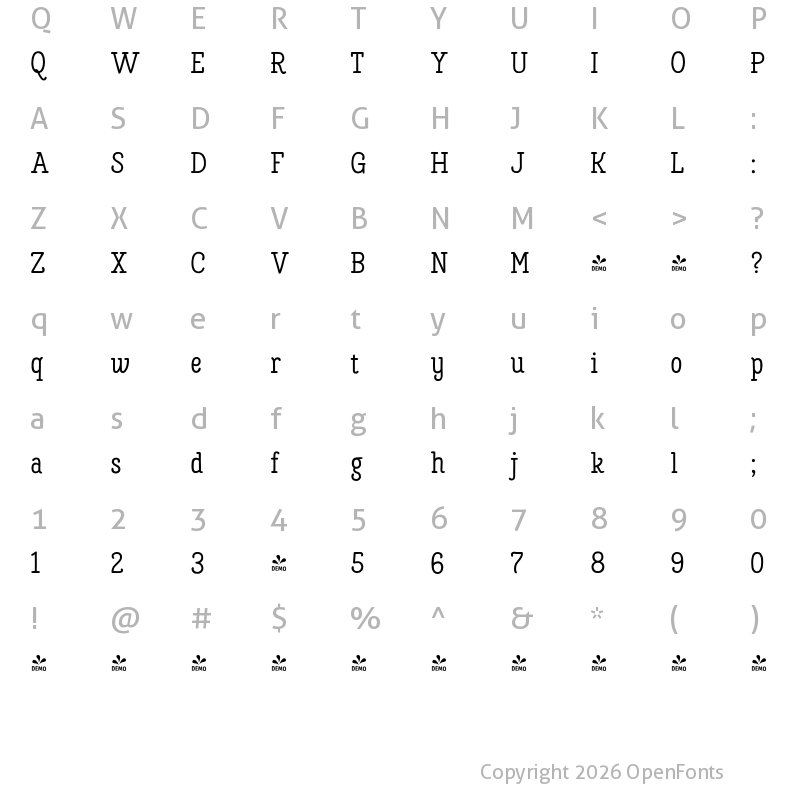 Character Map of FONTSPRING DEMO - Tropen Deco Regular