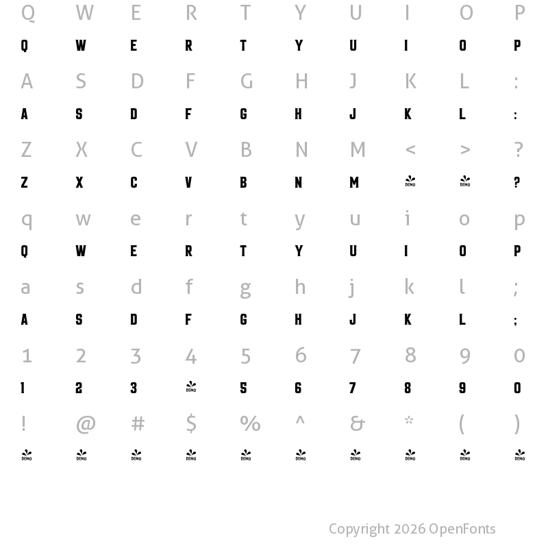Character Map of FONTSPRING DEMO - truens one Regular