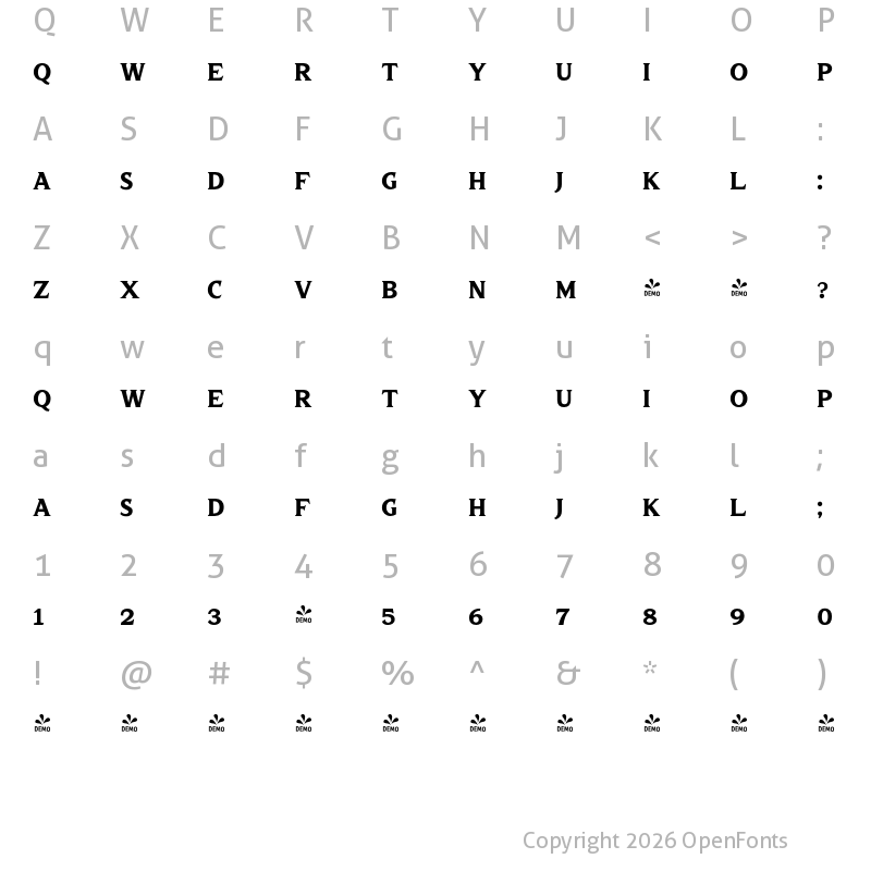 Character Map of FONTSPRING DEMO - truens two Regular