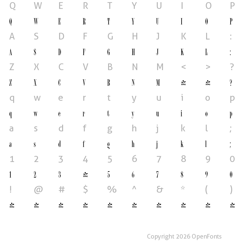 Character Map of FONTSPRING DEMO - TT Espina Bold