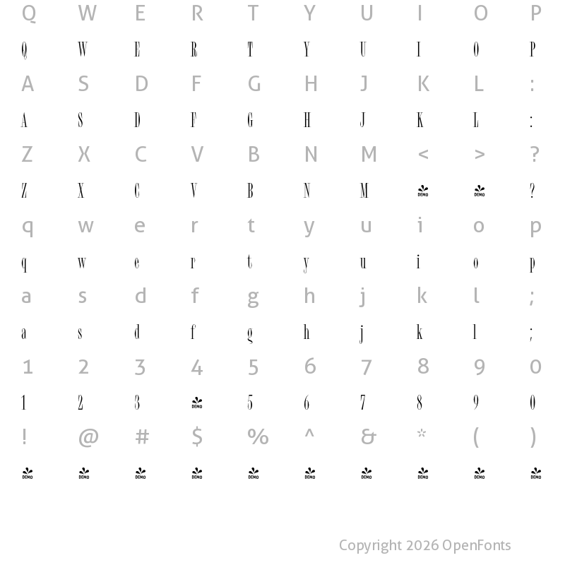 Character Map of FONTSPRING DEMO - TT Espina DemiBold Regular