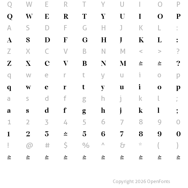 Character Map of FONTSPRING DEMO - TT Livret Display DemiBold Regular