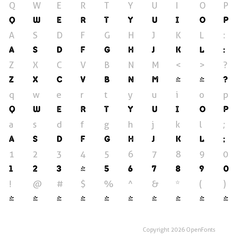 Character Map of FONTSPRING DEMO - TT Milks Casual 700 One Regular
