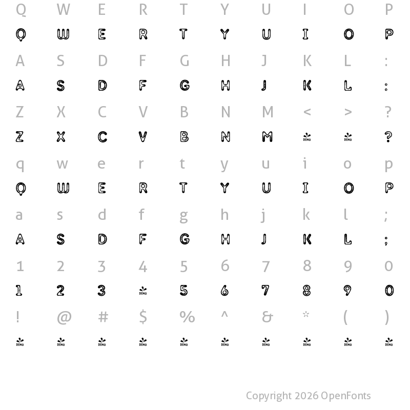 Character Map of FONTSPRING DEMO - TT Milks Casual 700 Three Regular