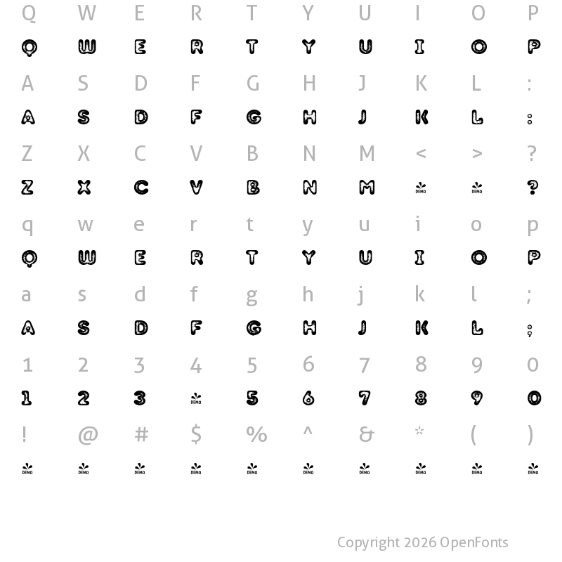 Character Map of FONTSPRING DEMO - TT Milks Casual 900 Three Regular
