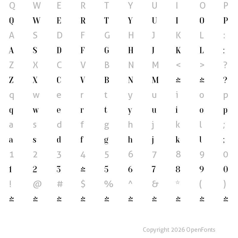 Character Map of FONTSPRING DEMO - TT Moons Regular