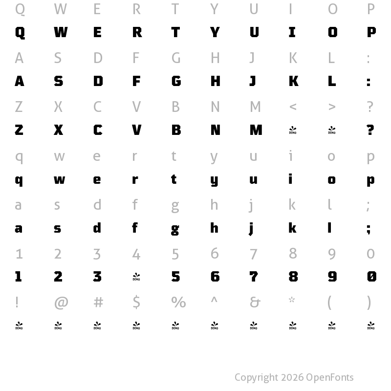 Character Map of FONTSPRING DEMO - TT Mussels Black Regular