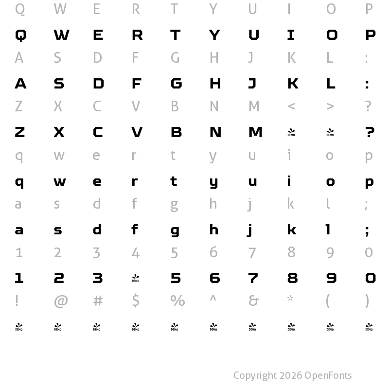 Character Map of FONTSPRING DEMO - TT Octosquares Bold