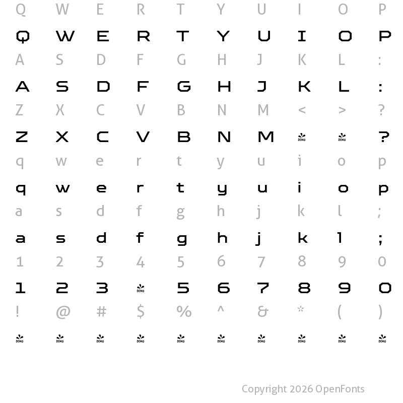 Character Map of FONTSPRING DEMO - TT Octosquares Exp Medium Regular