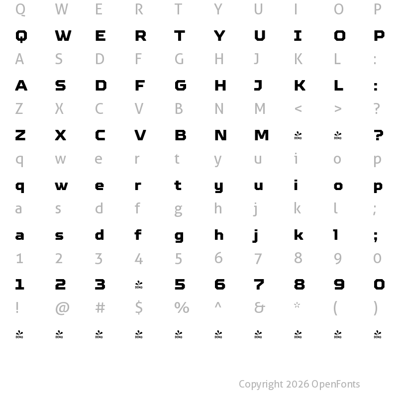 Character Map of FONTSPRING DEMO - TT Octosquares ExtraBold Regular