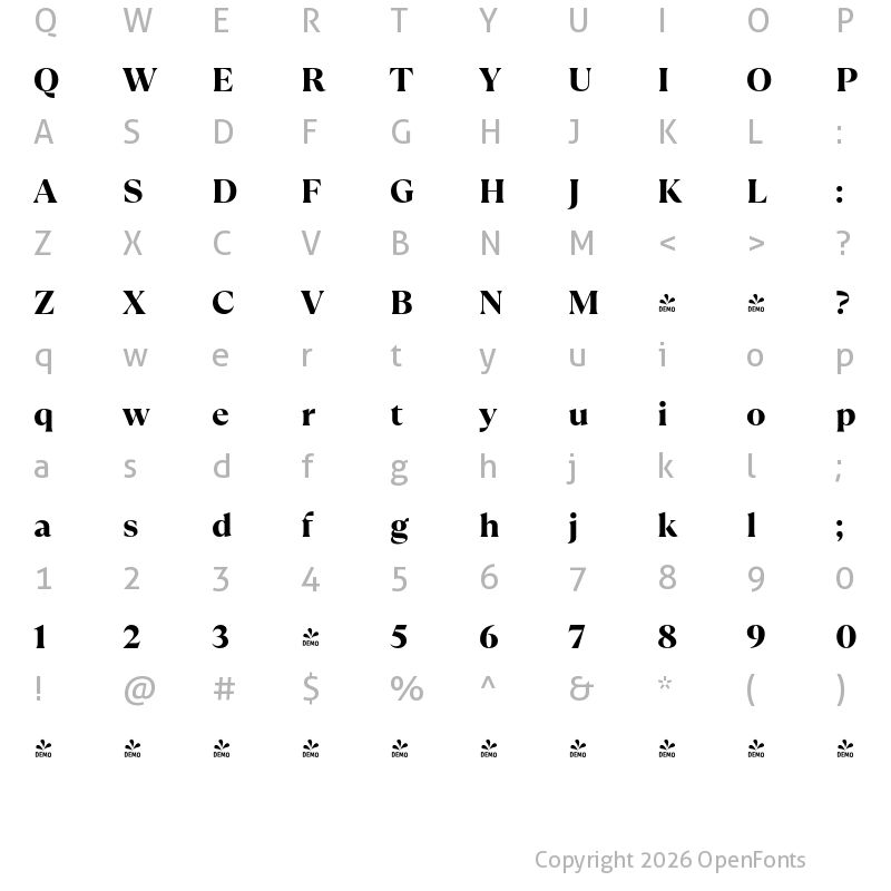 Character Map of FONTSPRING DEMO - TT Ramillas ExtraBold Regular
