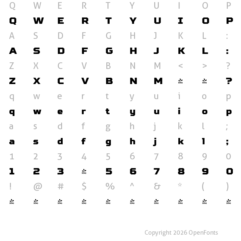 Character Map of FONTSPRING DEMO - TT Squares Black Regular