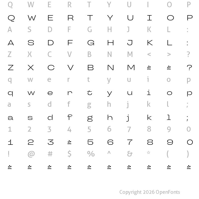 Character Map of FONTSPRING DEMO - TT Travels Next Regular