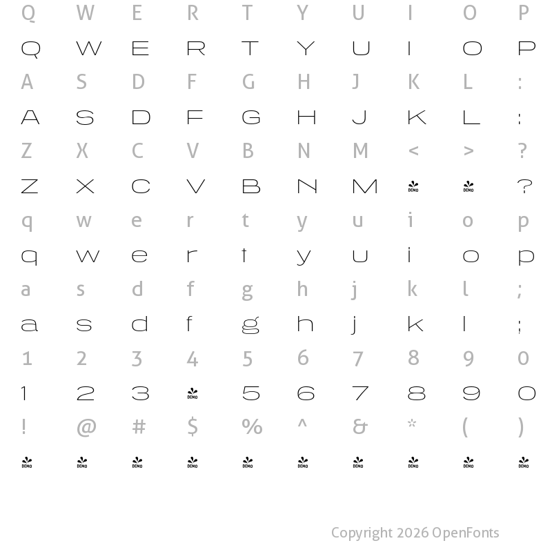 Character Map of FONTSPRING DEMO - Tussilago El Regular