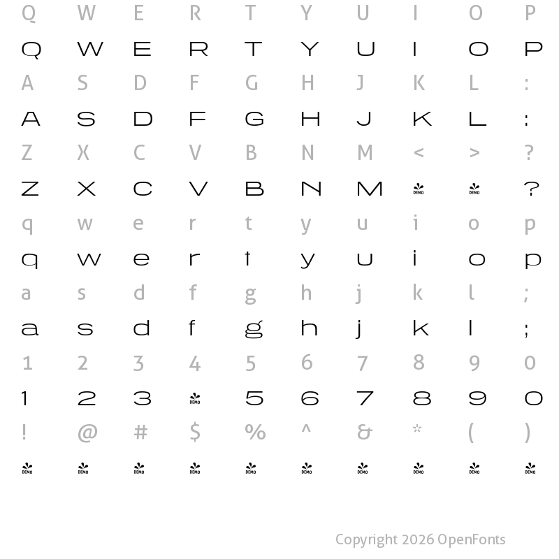 Character Map of FONTSPRING DEMO - Tussilago Lt Regular