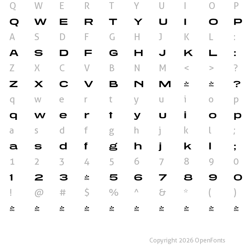 Character Map of FONTSPRING DEMO - Tussilago Rg Bold