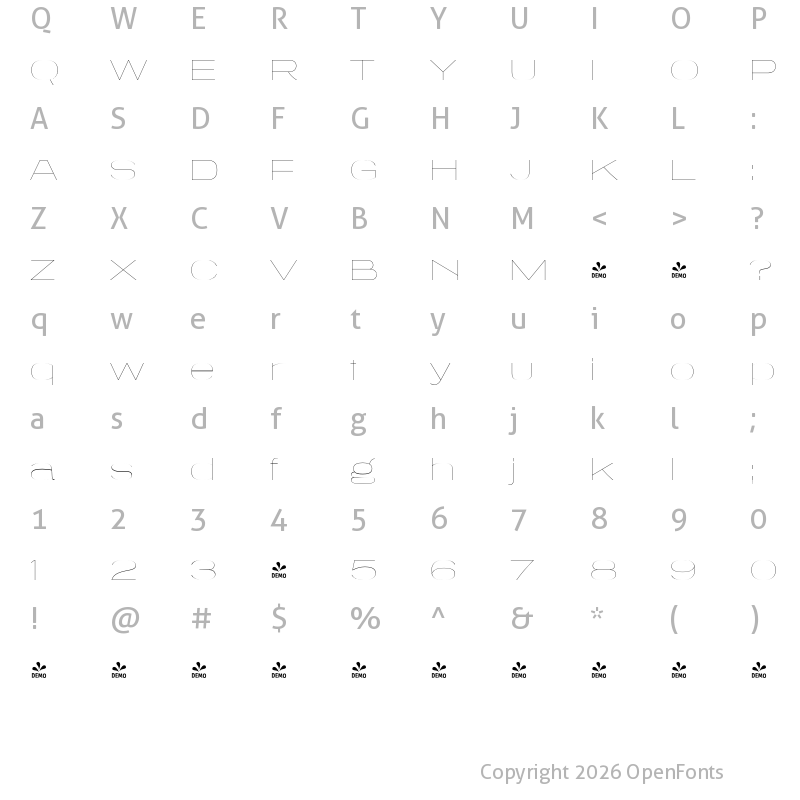 Character Map of FONTSPRING DEMO - Tussilago Ul Regular