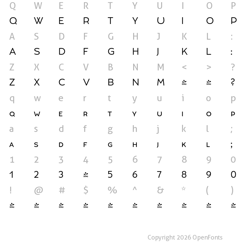 Character Map of FONTSPRING DEMO - Umba Sans SC Regular