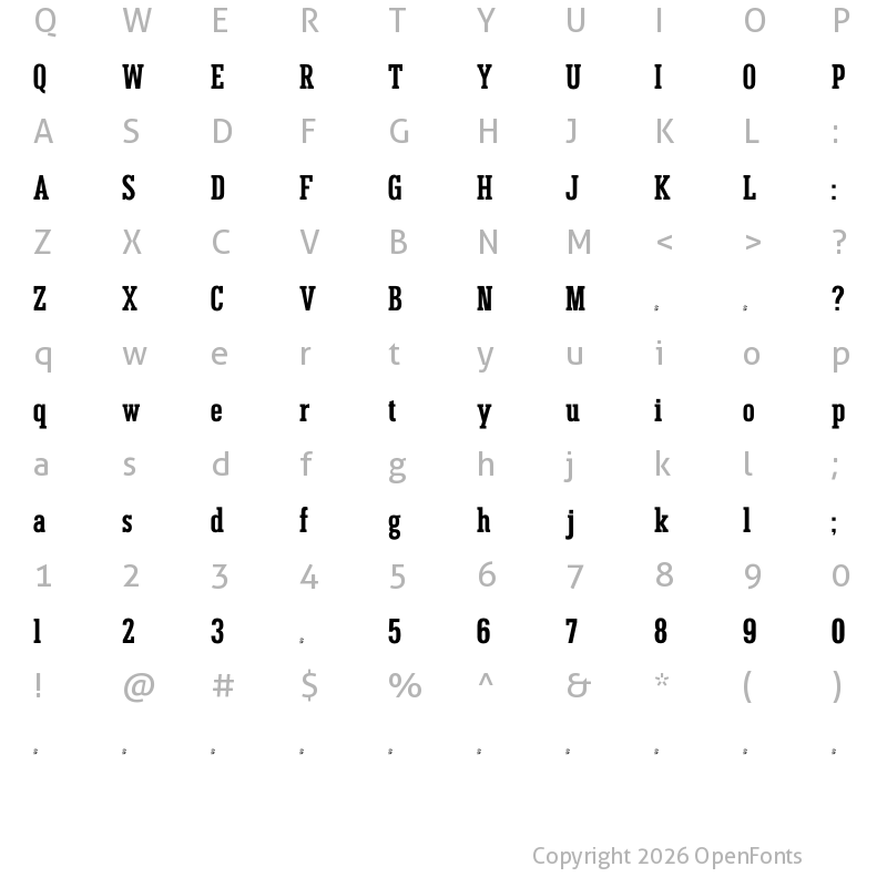Character Map of FONTSPRING DEMO - Umberland Slab Light Regular