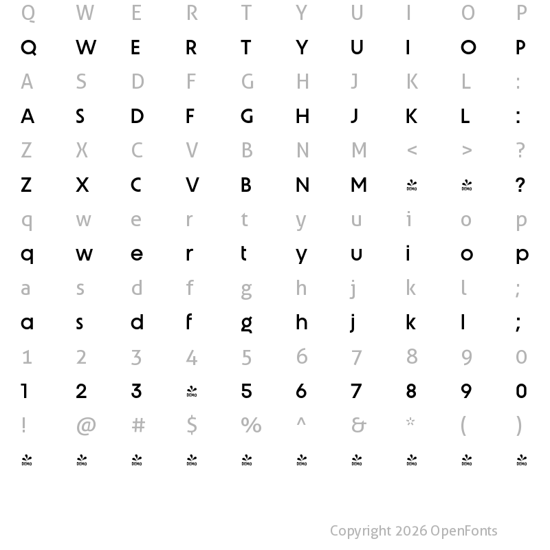 Character Map of FONTSPRING DEMO - Unigeo64 Medium Regular