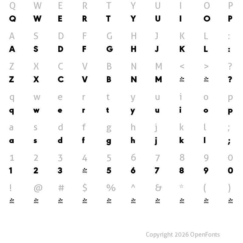 Character Map of FONTSPRING DEMO - URW Geometric Black Regular