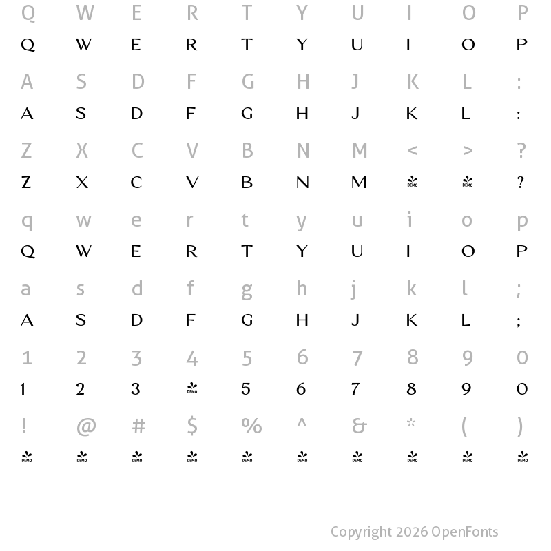 Character Map of FONTSPRING DEMO - Vogue Sans SemiBold