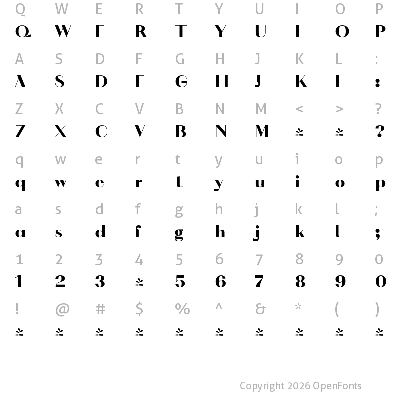 Character Map of FONTSPRING DEMO - VolkoSans Poster Black Regular