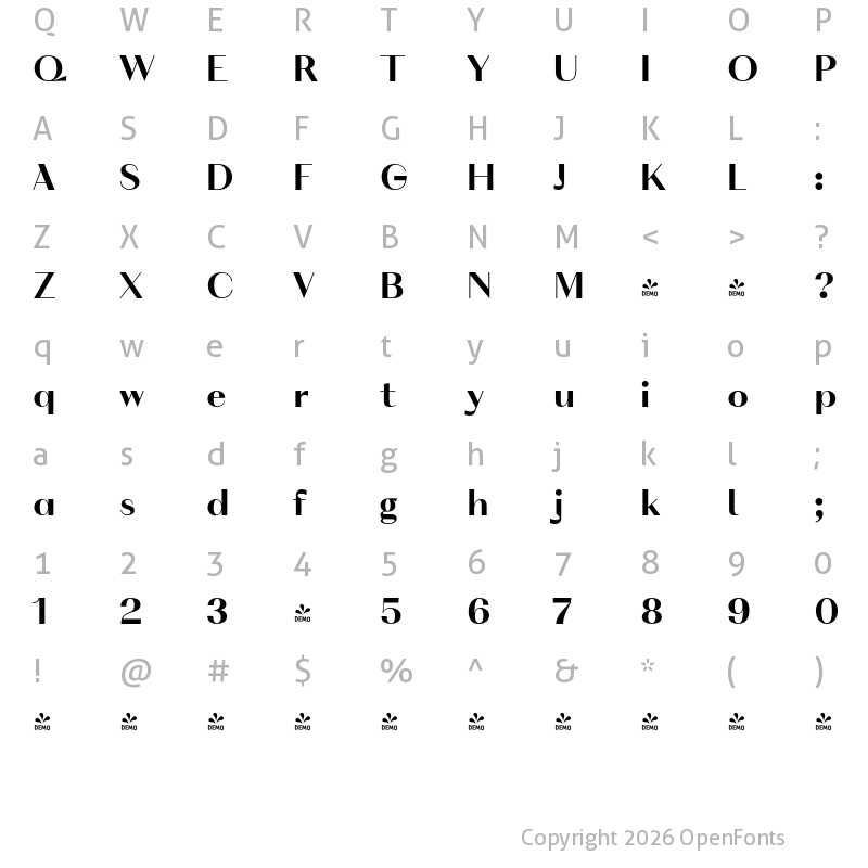 Character Map of FONTSPRING DEMO - VolkoSans Poster Bold