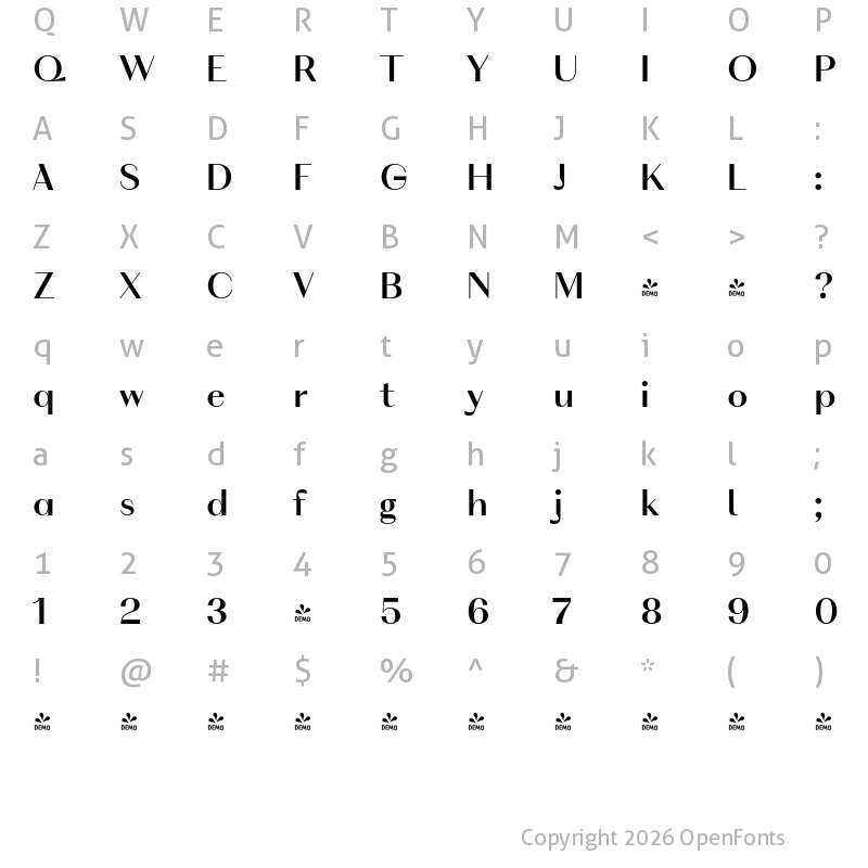 Character Map of FONTSPRING DEMO - VolkoSans Poster Medium Regular