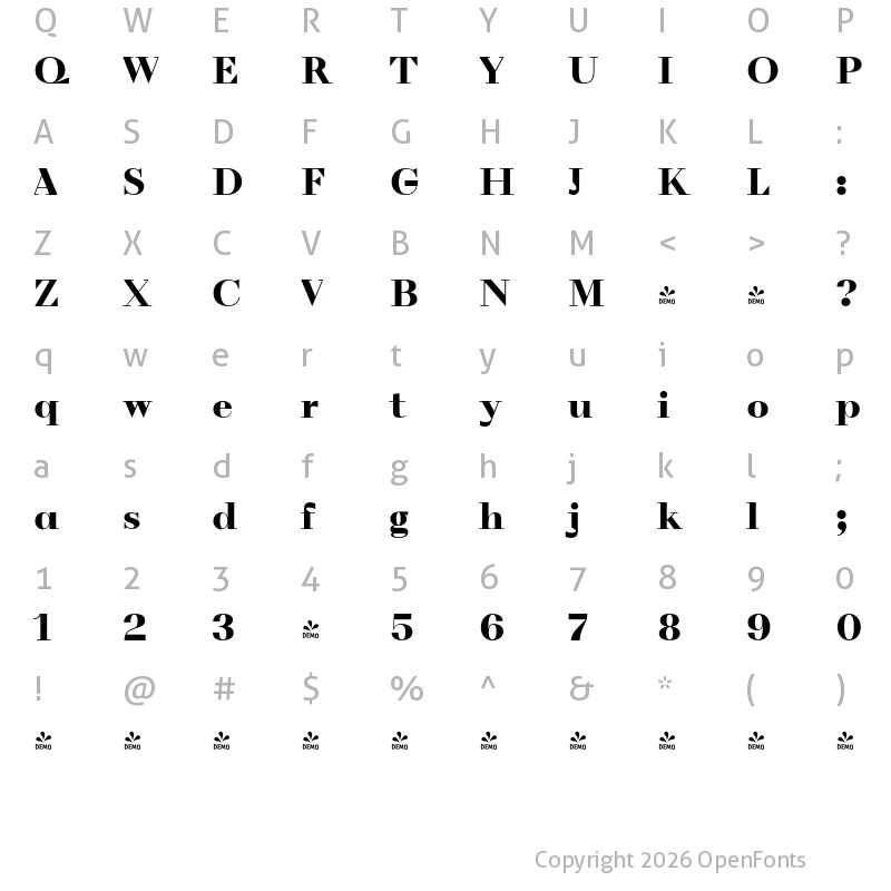 Character Map of FONTSPRING DEMO - VolkoSerif Poster Black Regular