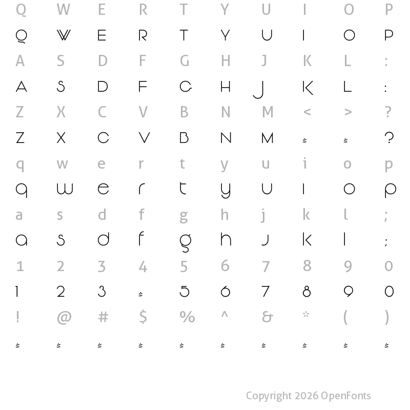 Character Map of FONTSPRING DEMO - Vonique 92 Regular