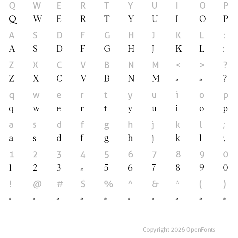 Character Map of FONTSPRING DEMO - Wapstina Love Serif Regular