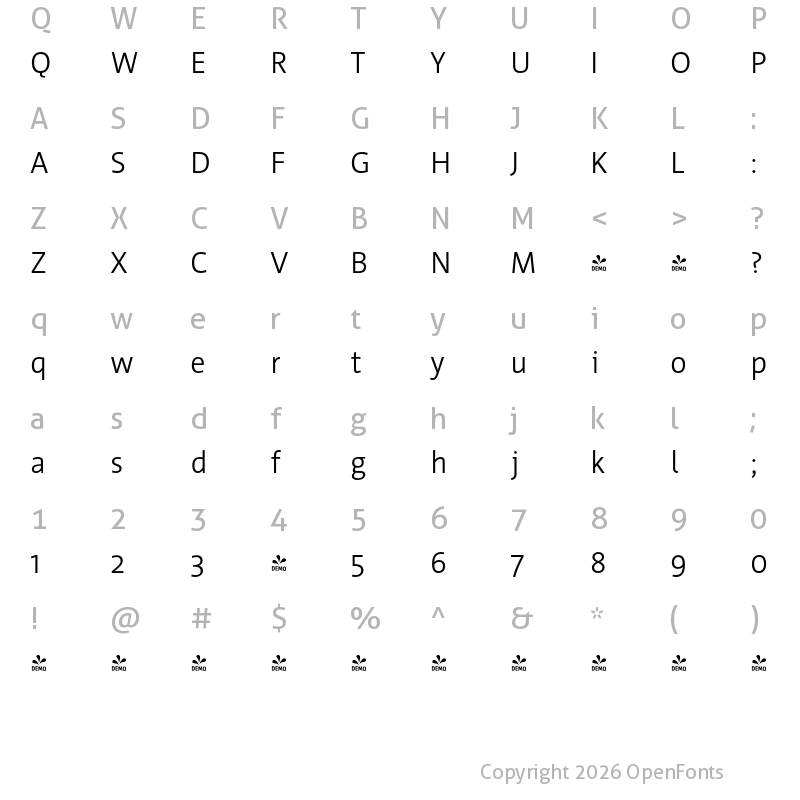 Character Map of FONTSPRING DEMO - Werk Regular