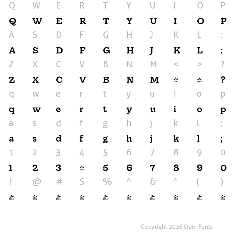 Character Map of FONTSPRING DEMO - Wonder Medium Regular